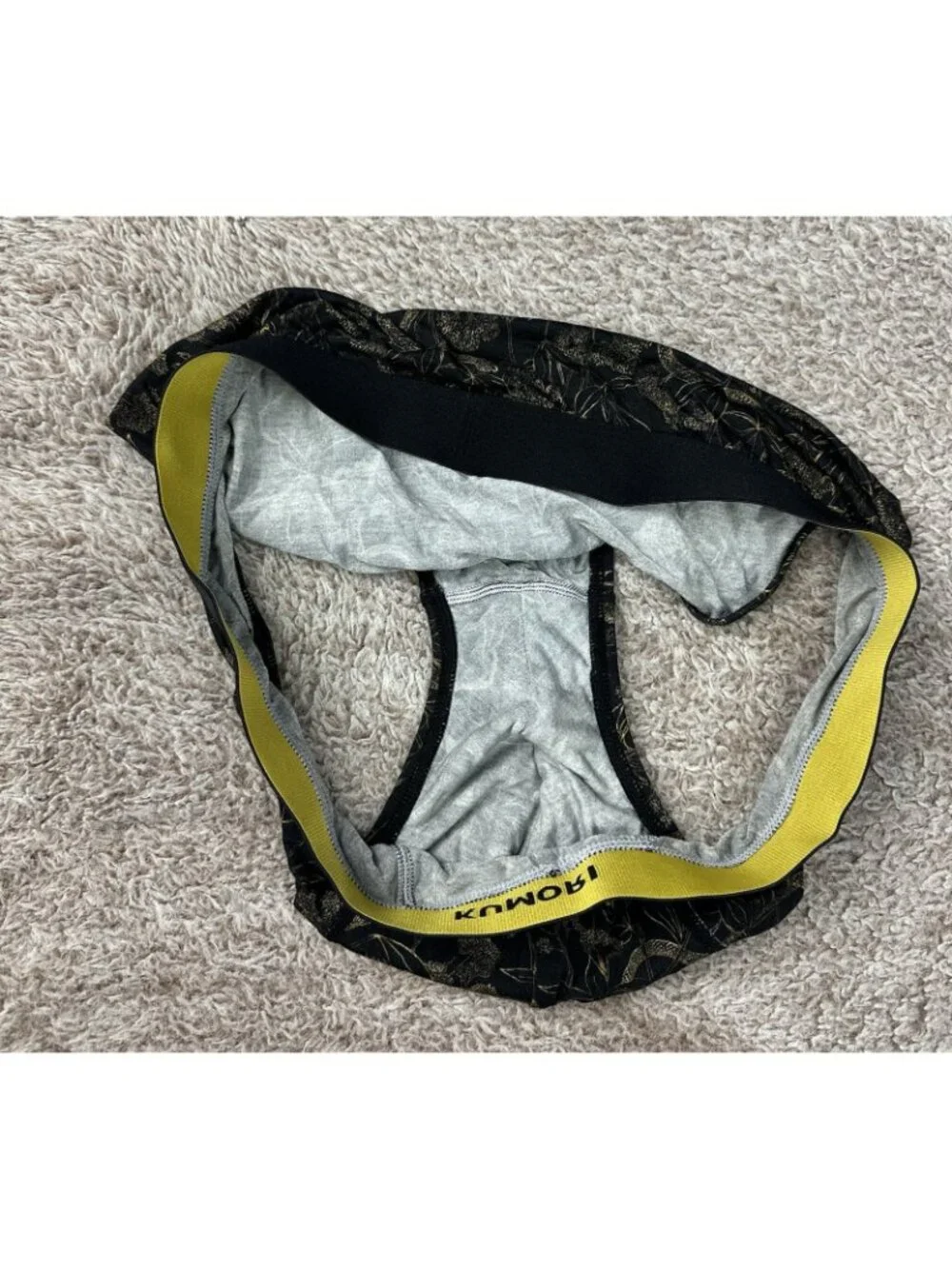 KUMORI Men's Bamboo Briefs M Black Gold Snake Floral Pattern Stretch Underwear
